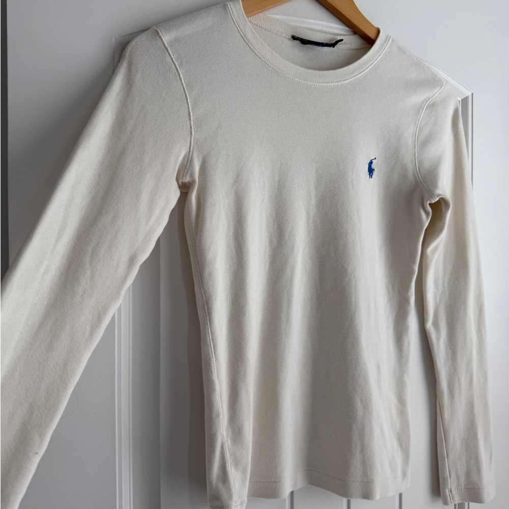 Vintage Ralph Lauren Women’s Off-White Crewneck Tee Shirt - Picture 2 of 7